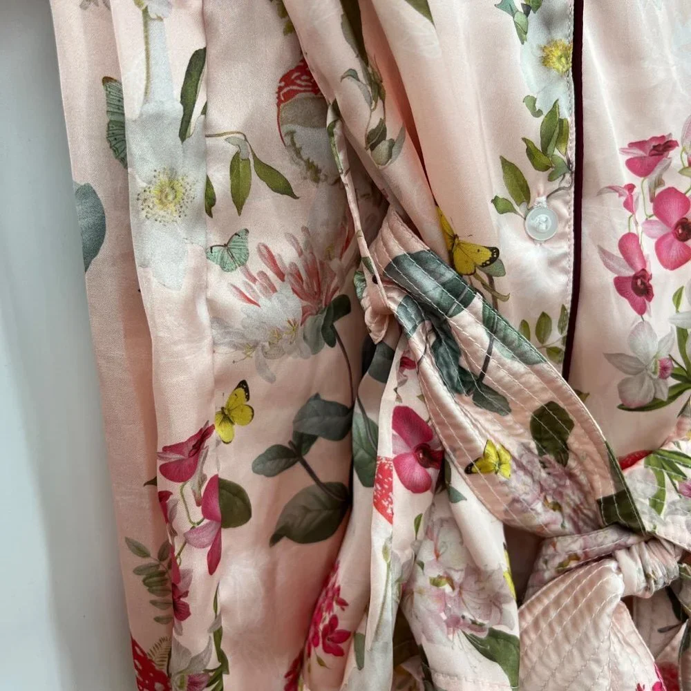 Livenza pajama set pink mushroom floral print woman's size small
